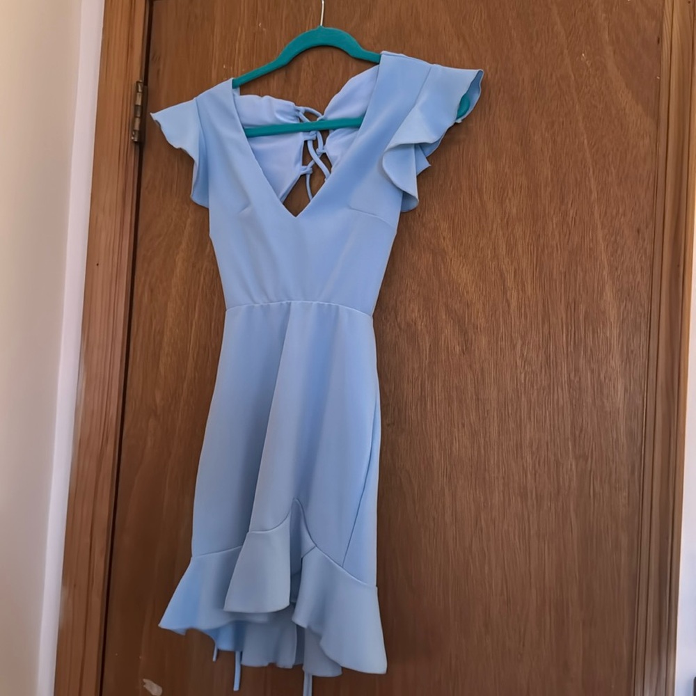 lucy in the sky lace up back mini dress